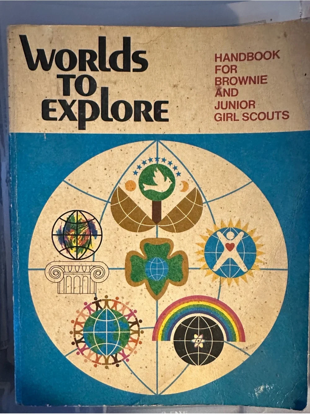 Vintage Worlds to Explore Kids Activity Handbook - Blue Girls Scouts
